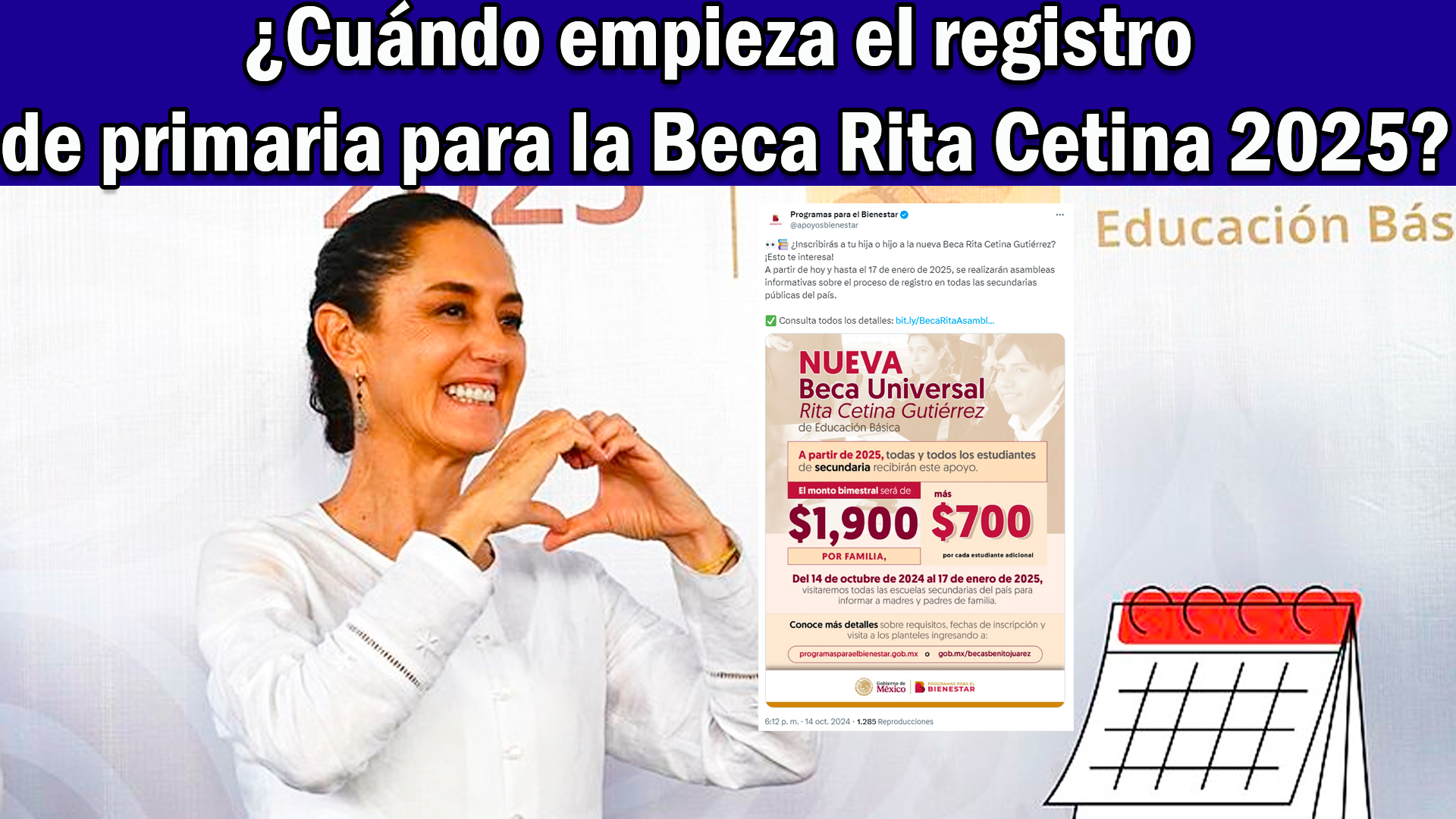 Registro para Primaria de la Beca Rita Cetina 2025 comenzará en septiembre, amplía cobertura a educación básica completa
