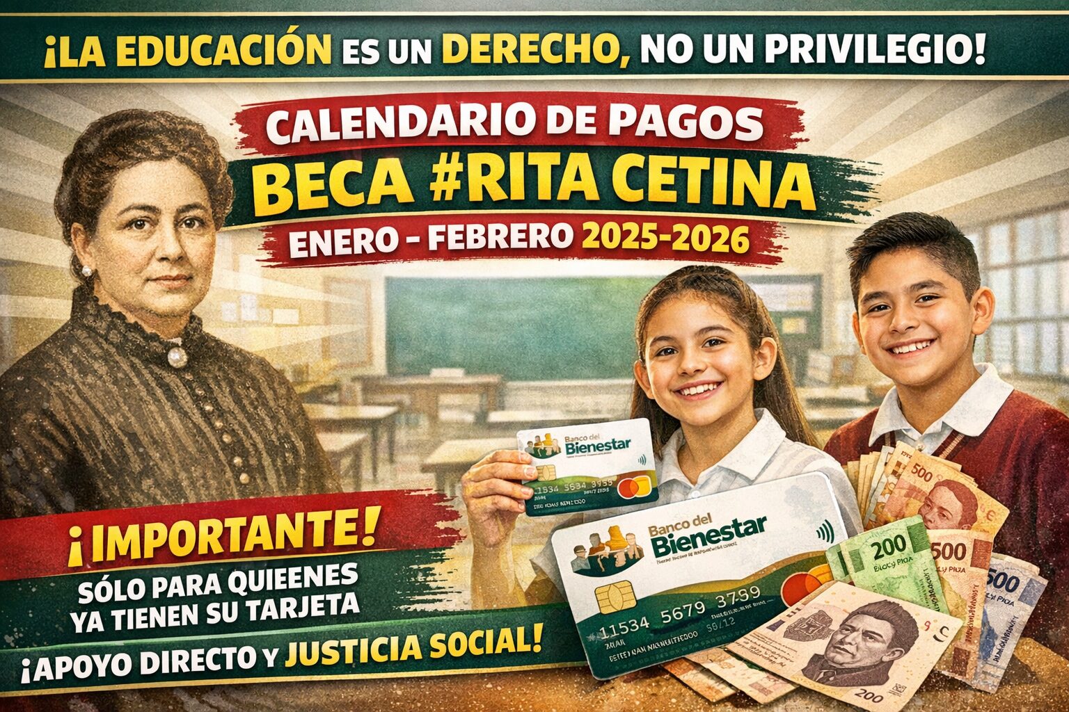 Calendario de Pagos y Detalles de la Beca #RitaCetina para Secundaria – Bimestre Enero–Febrero del Ciclo Escolar 2025–2026