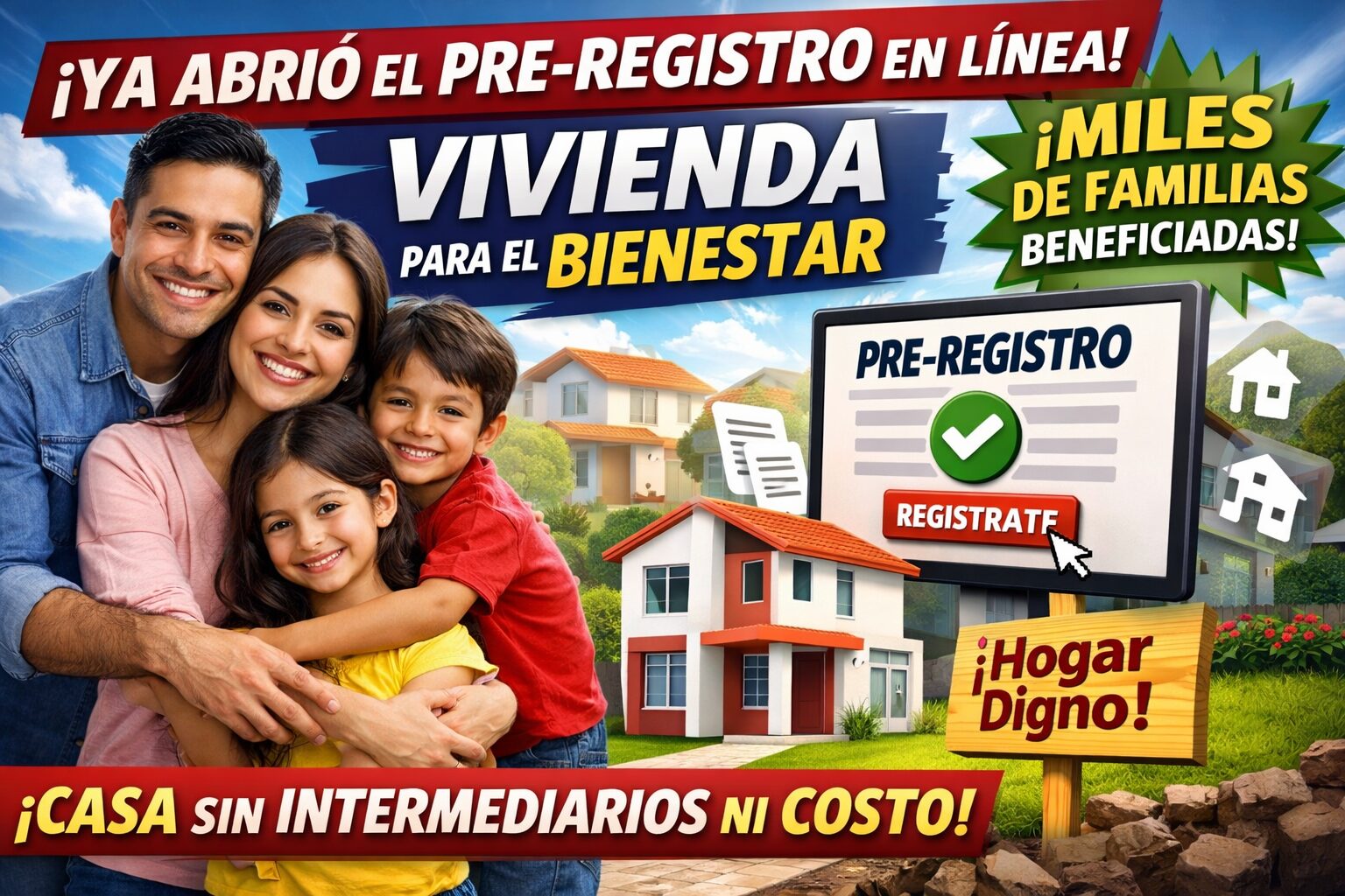 Ya abrió el pre-registro en línea del programa Vivienda para el Bienestar: miles de familias podrán acceder a una casa digna sin intermediarios
