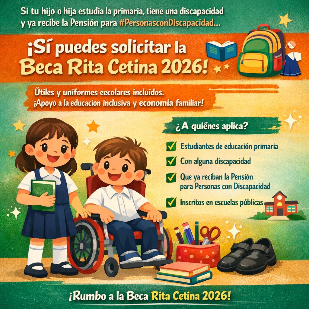 Beca Rita Cetina 2026: Niñas y niños con discapacidad en primaria podrán recibir doble apoyo educativo