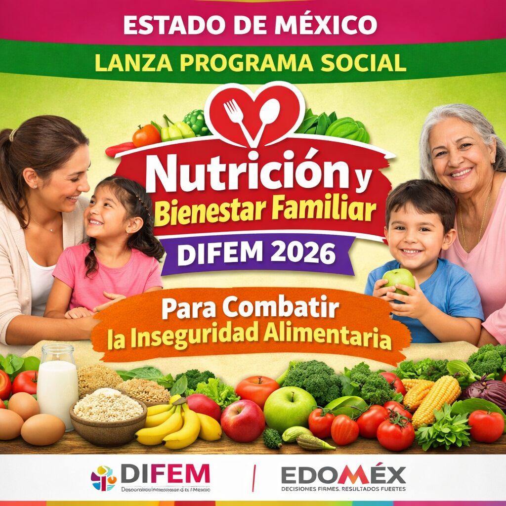 Estado de México lanza programa social “Nutrición y Bienestar Familiar DIFEM 2026” para combatir inseguridad alimentaria