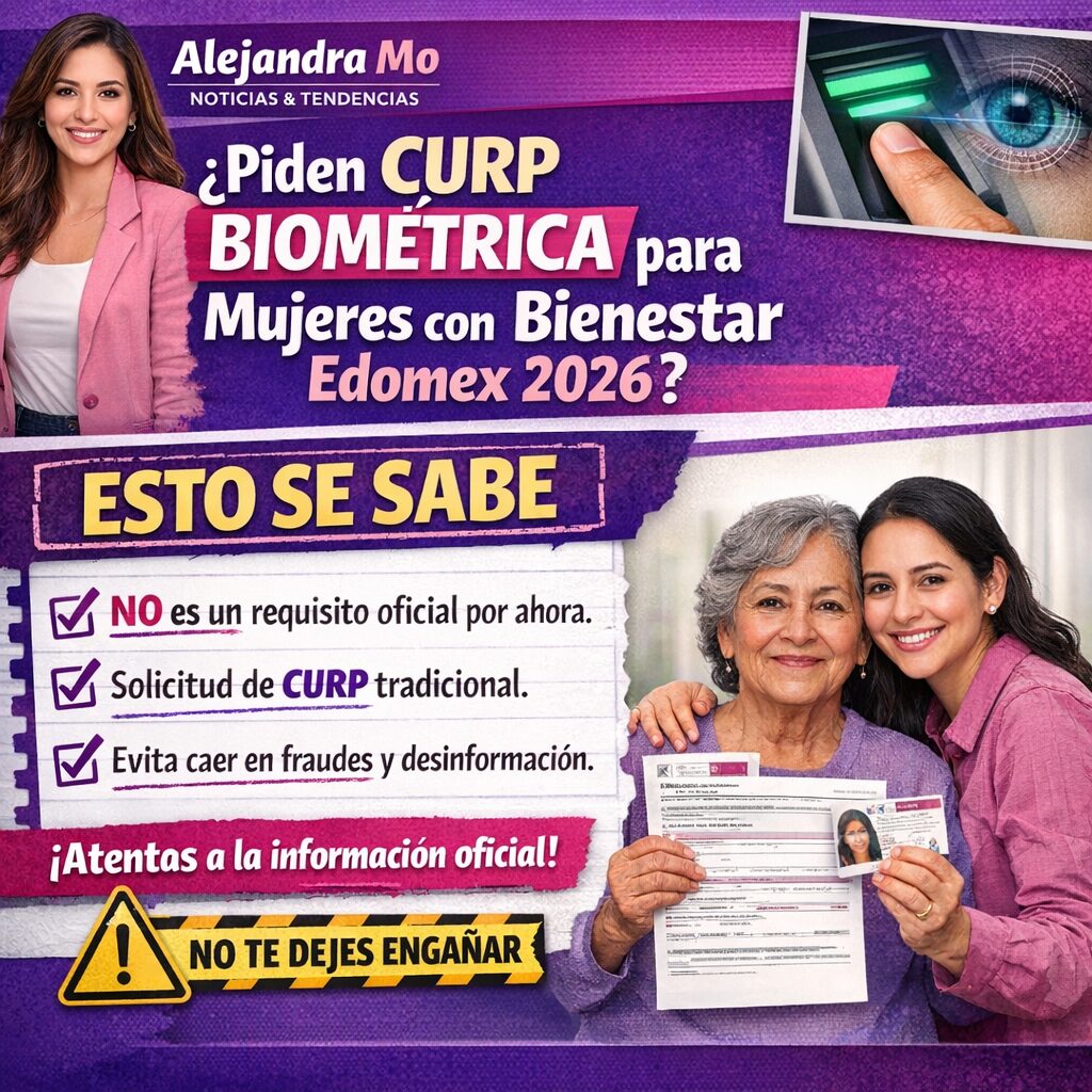 ¿Piden CURP biométrica para Mujeres con Bienestar Edomex 2026? Esto se sabe