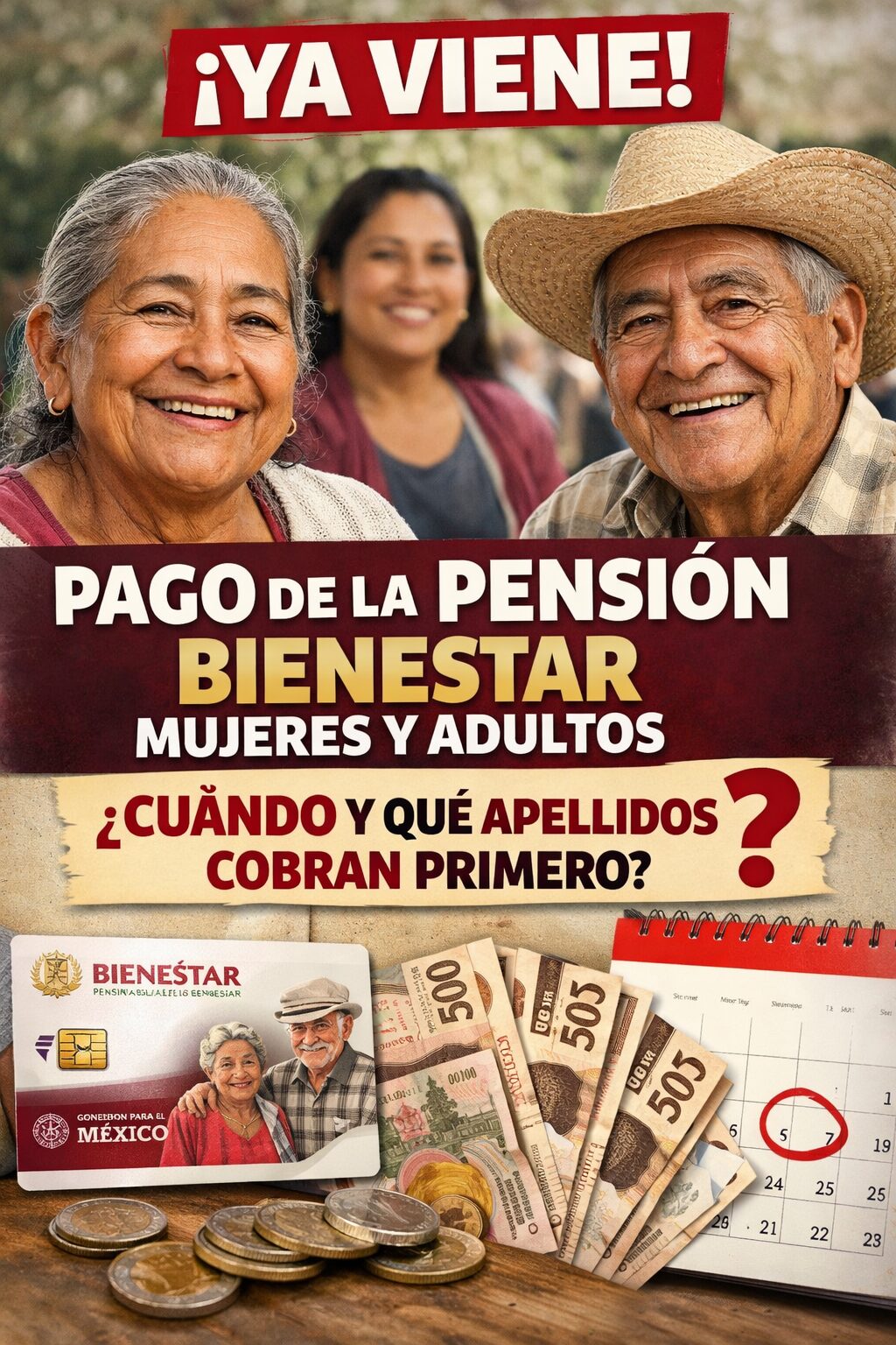Ya Viene el Pago de la Pensión Bienestar para Mujeres y Adultos Mayores: ¿Cuándo Es y Qué Apellidos Cobran Primero?