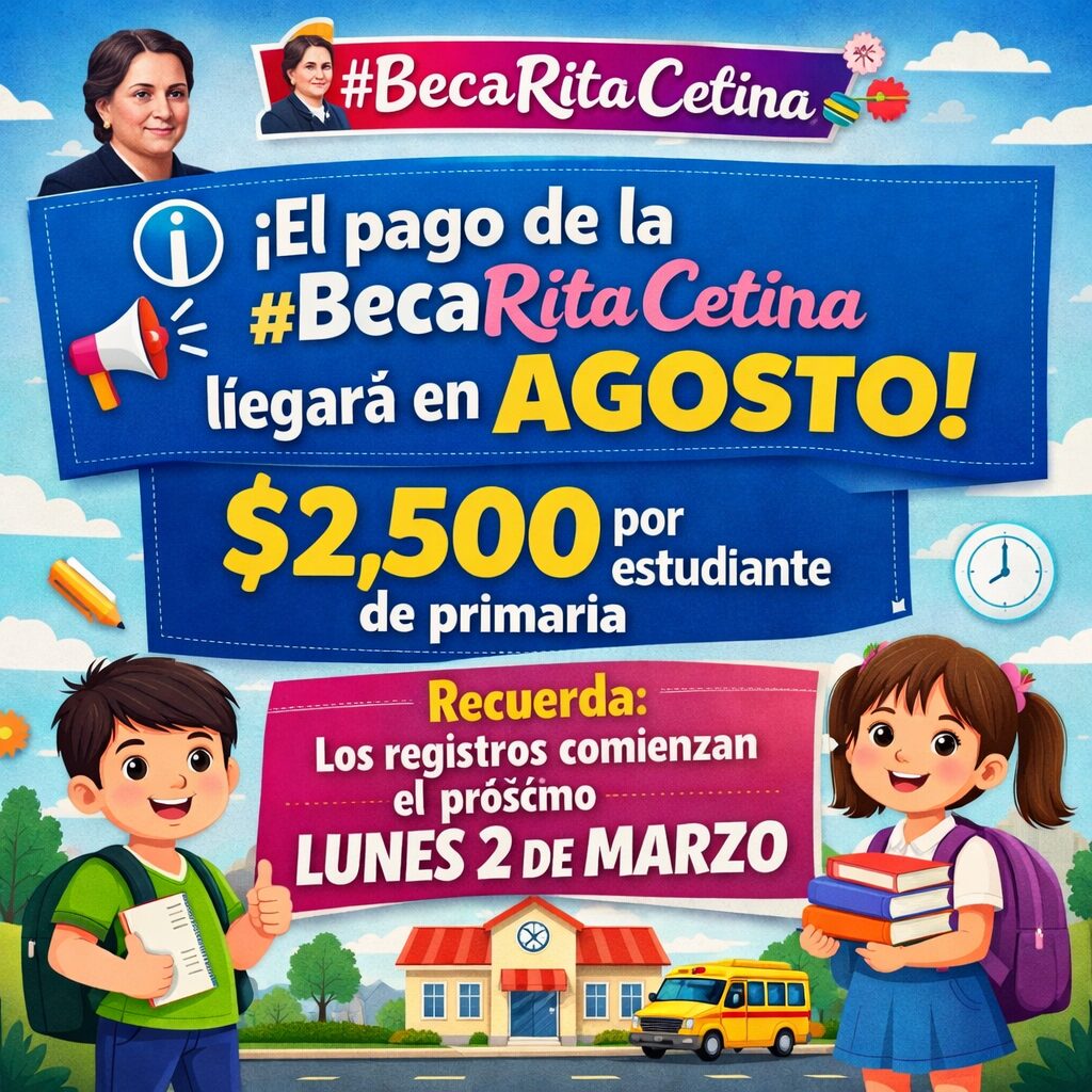 📣 El apoyo social de la #BecaRitaCetina llegará este agosto: $2,500 para estudiantes de primaria