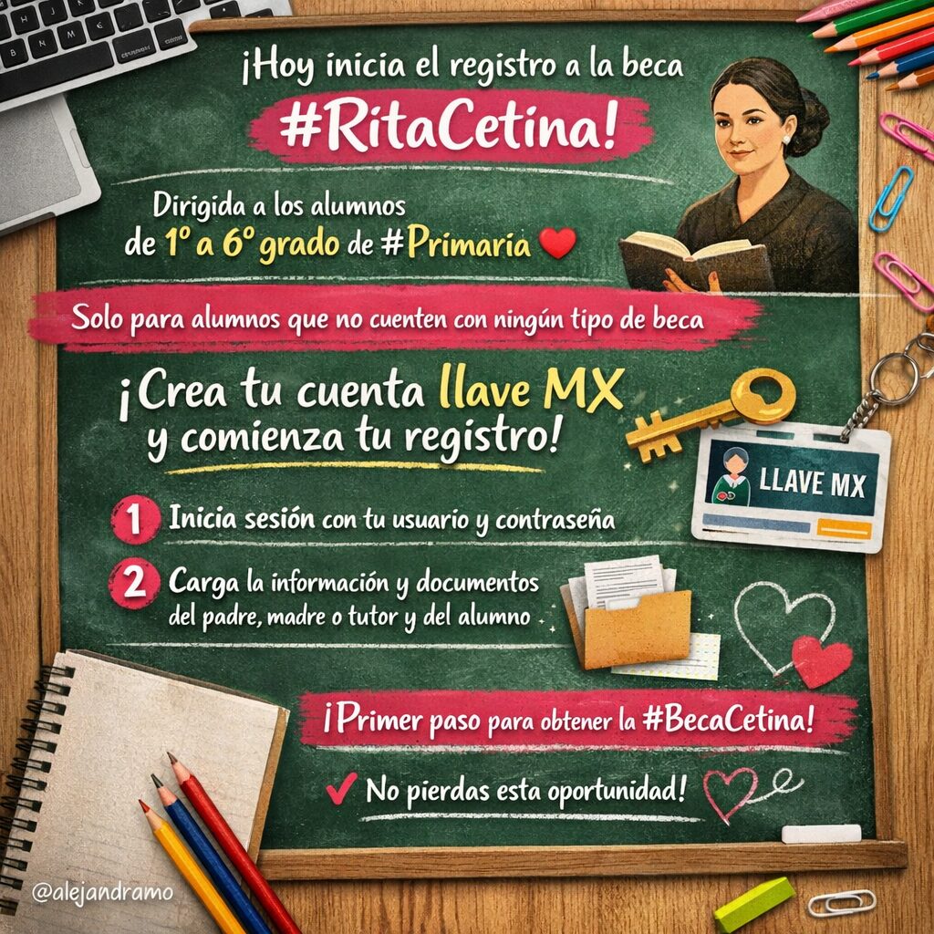 Hoy inicia el registro de la beca #RitaCetina: apoyo económico para alumnos de primaria que no cuentan con otra beca