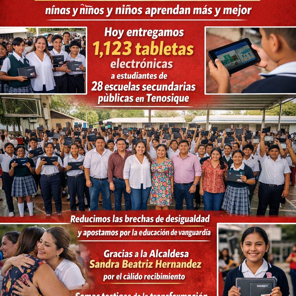 “Inclusión Digital” impulsa aprendizaje en Tabasco: 1,123 tabletas entregadas a estudiantes de secundaria en Tenosique