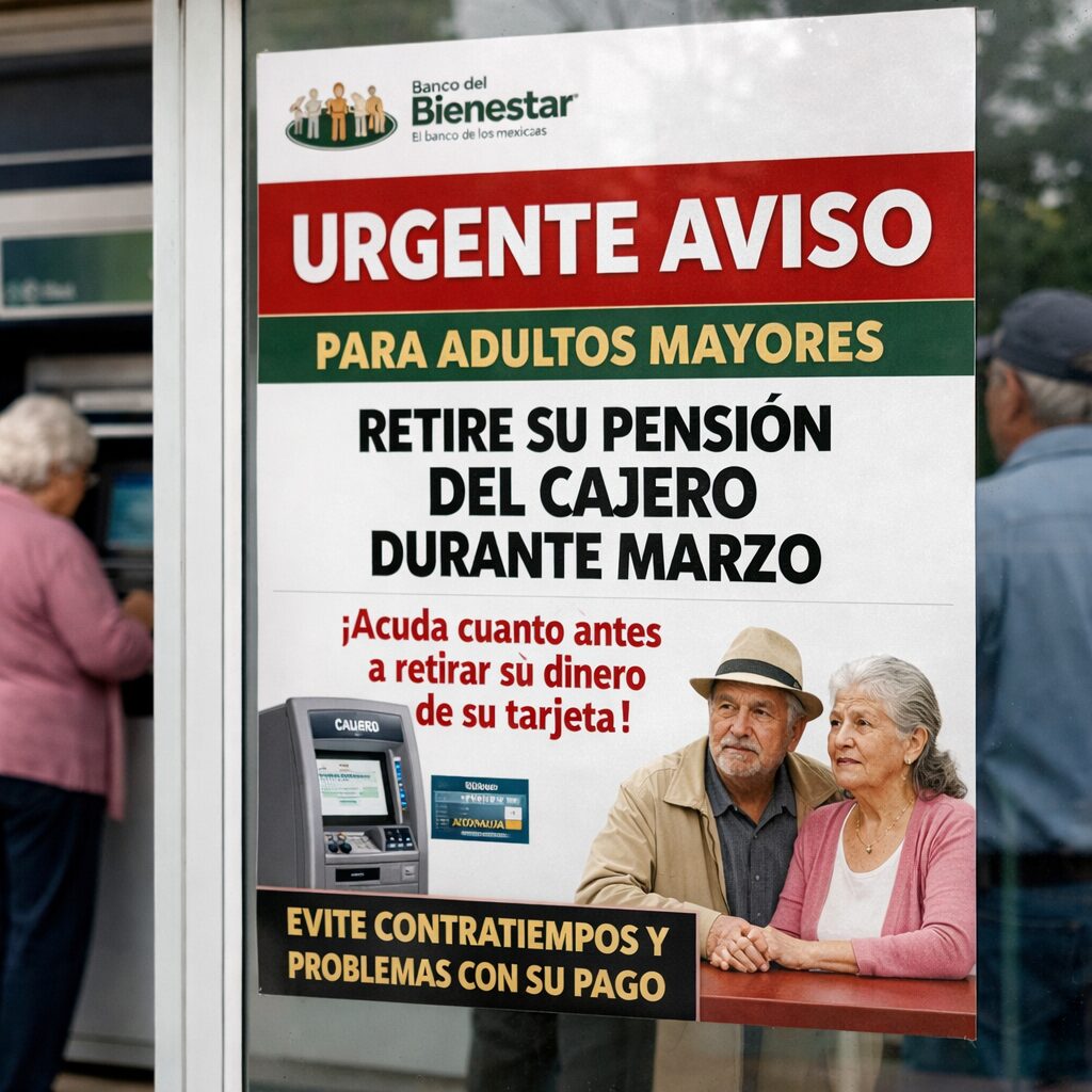 Banco del Bienestar emite aviso para adultos mayores sobre el retiro de su pensión durante marzo