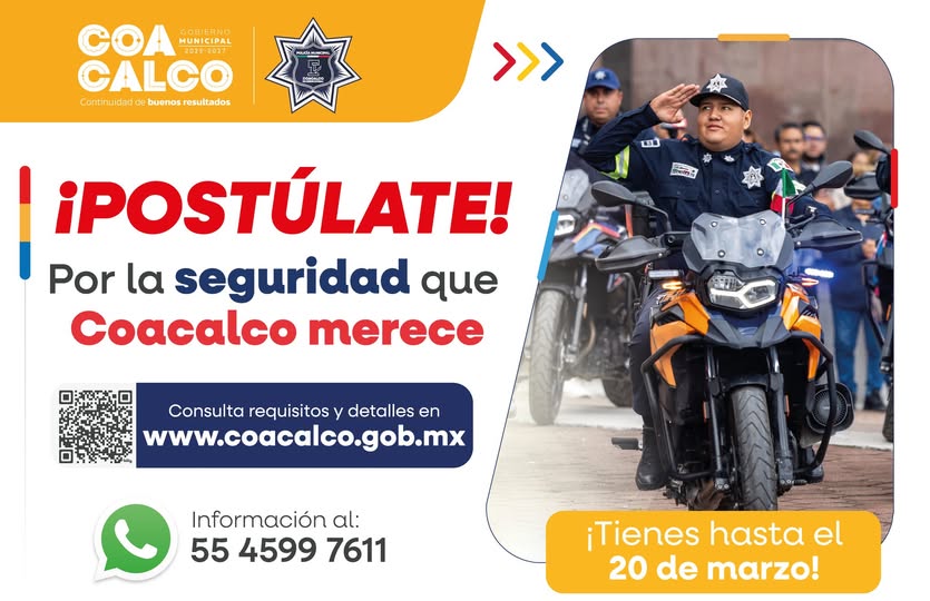 Convocatoria para Policía Municipal 2026: así puedes postularte en Coacalco y obtener empleo con apoyo económico y prestaciones
