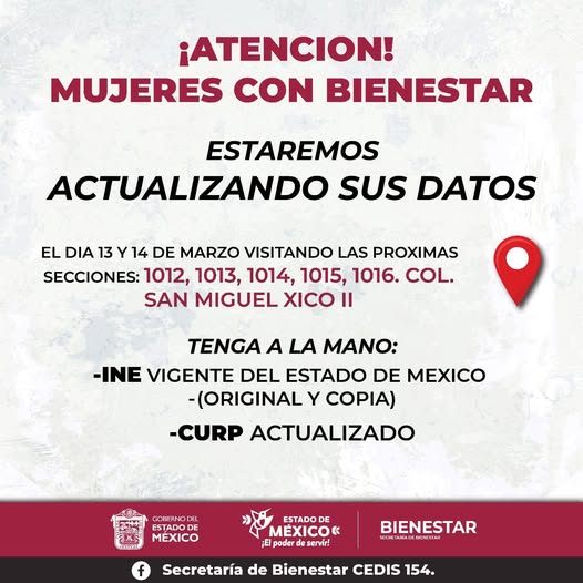 Actualización de datos de Mujeres con Bienestar en San Miguel Xico II: autoridades llaman a beneficiarias a prepararse con sus documentos