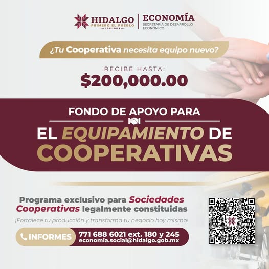 Participa en la convocatoria del Fondo de Apoyo para el Equipamiento de Cooperativas y recibe un apoyo directo de hasta $200,000.00 para equipar y modernizar tu organización