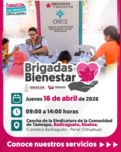 Brigadas del Bienestar llegan a Badiraguato: atención médica gratuita, apoyos y trámites con descuento este 16 de abril