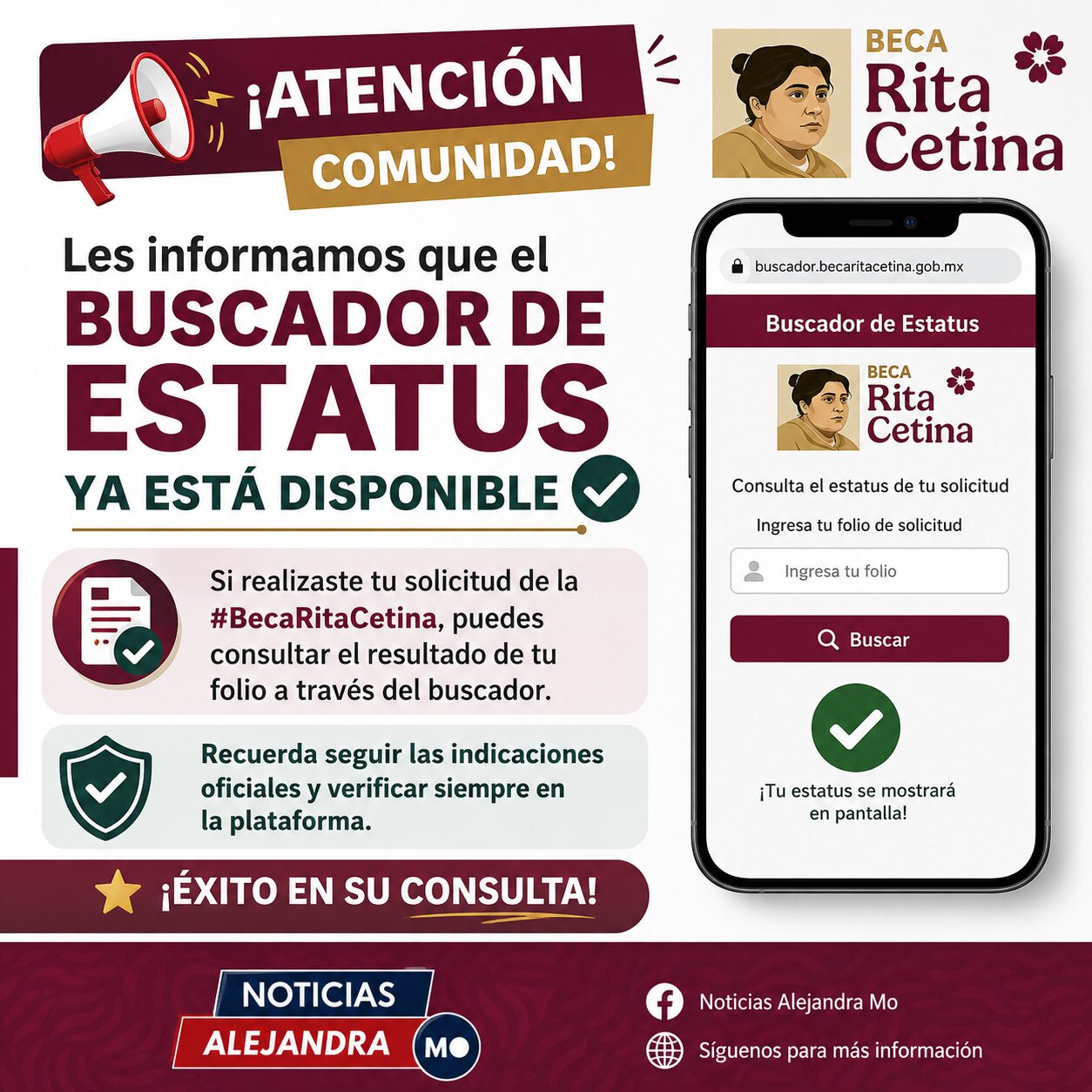 🚨 ¡YA PUEDES CONSULTAR TU RESULTADO! Activan el Buscador de Estatus de la Beca Rita Cetina y miles de estudiantes revisan su folio hoy