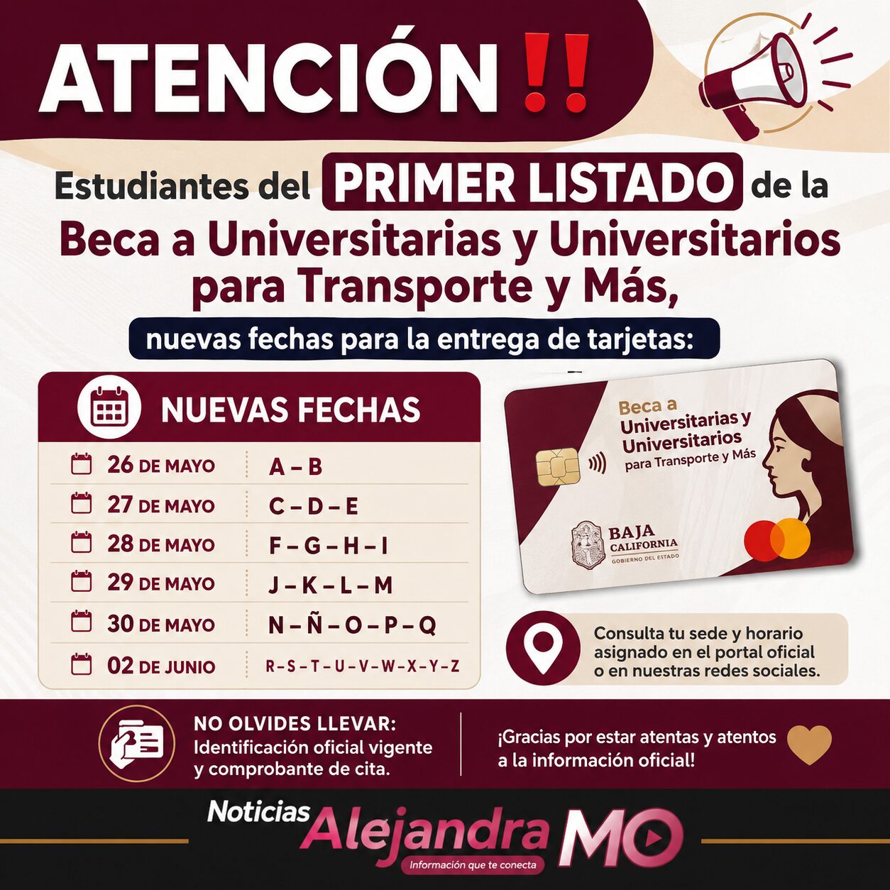 🚨 ¡ATENCIÓN UNIVERSITARIOS! SECTEI ANUNCIA NUEVAS FECHAS PARA ENTREGA DE TARJETAS DE LA BECA TRANSPORTE 2026: ASÍ PUEDES CONSULTAR EL PRIMER LISTADO