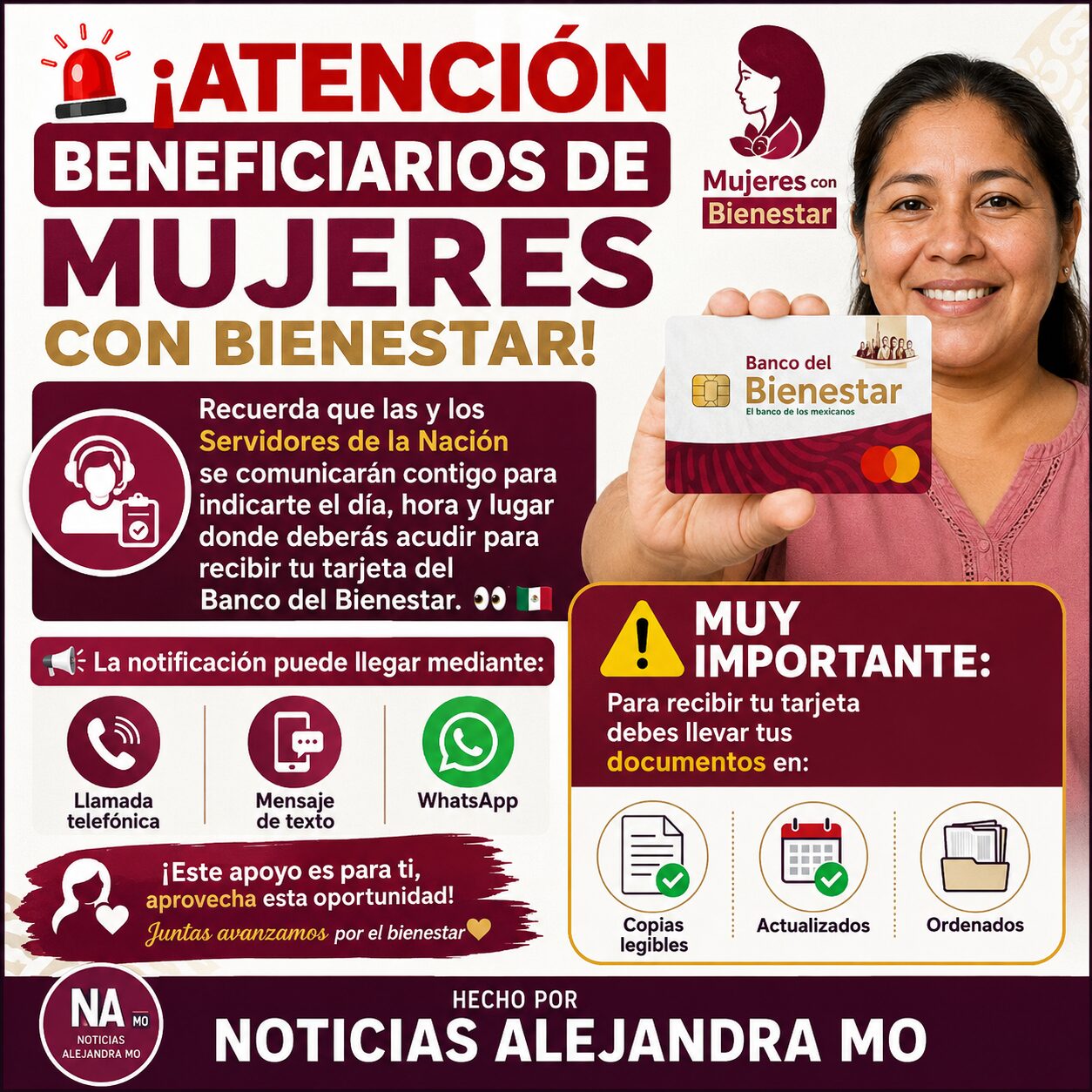 🚨 Mujeres con Bienestar 2026: Así Te Avisarán Para Entregar Tu Tarjeta del Banco del Bienestar