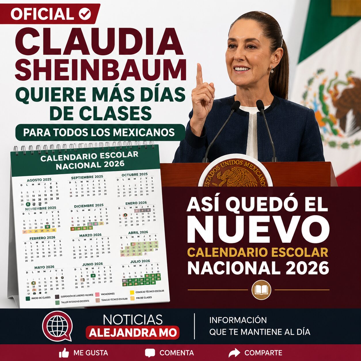 ¡SEP da giro inesperado! Claudia Sheinbaum impulsa cambios al calendario escolar 2026 y millones de familias reaccionan