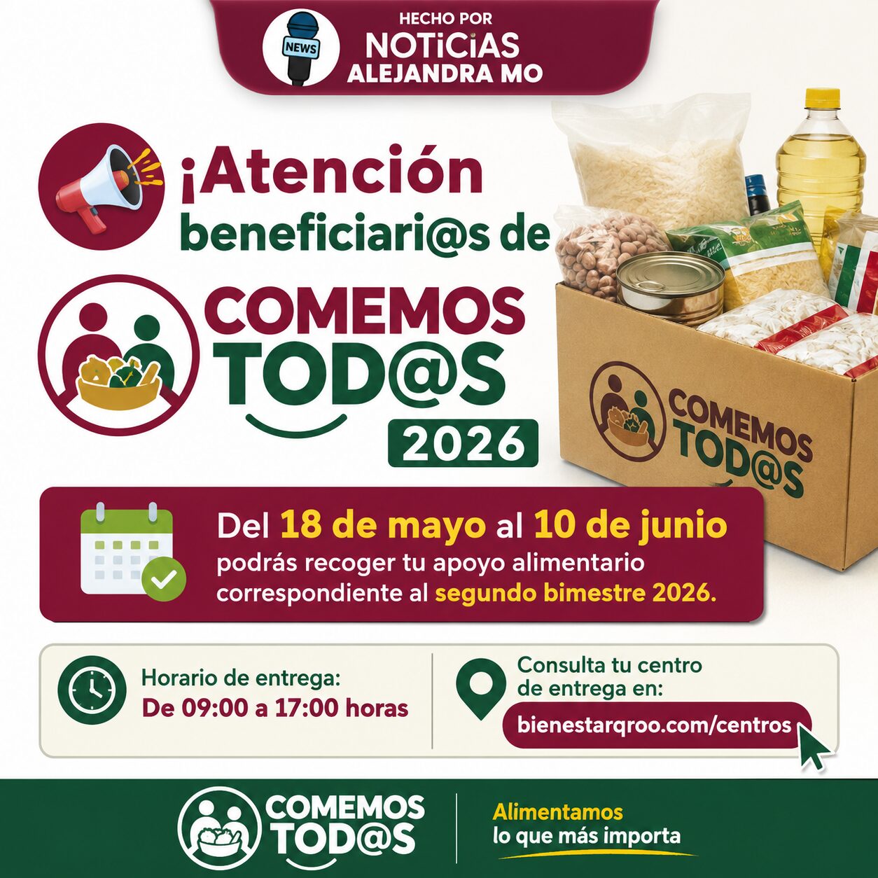 🚨 Comemos Tod@s 2026: Fechas Oficiales para Recibir el Apoyo Alimentario en Quintana Roo; Miles de Familias Ya Se Preparan