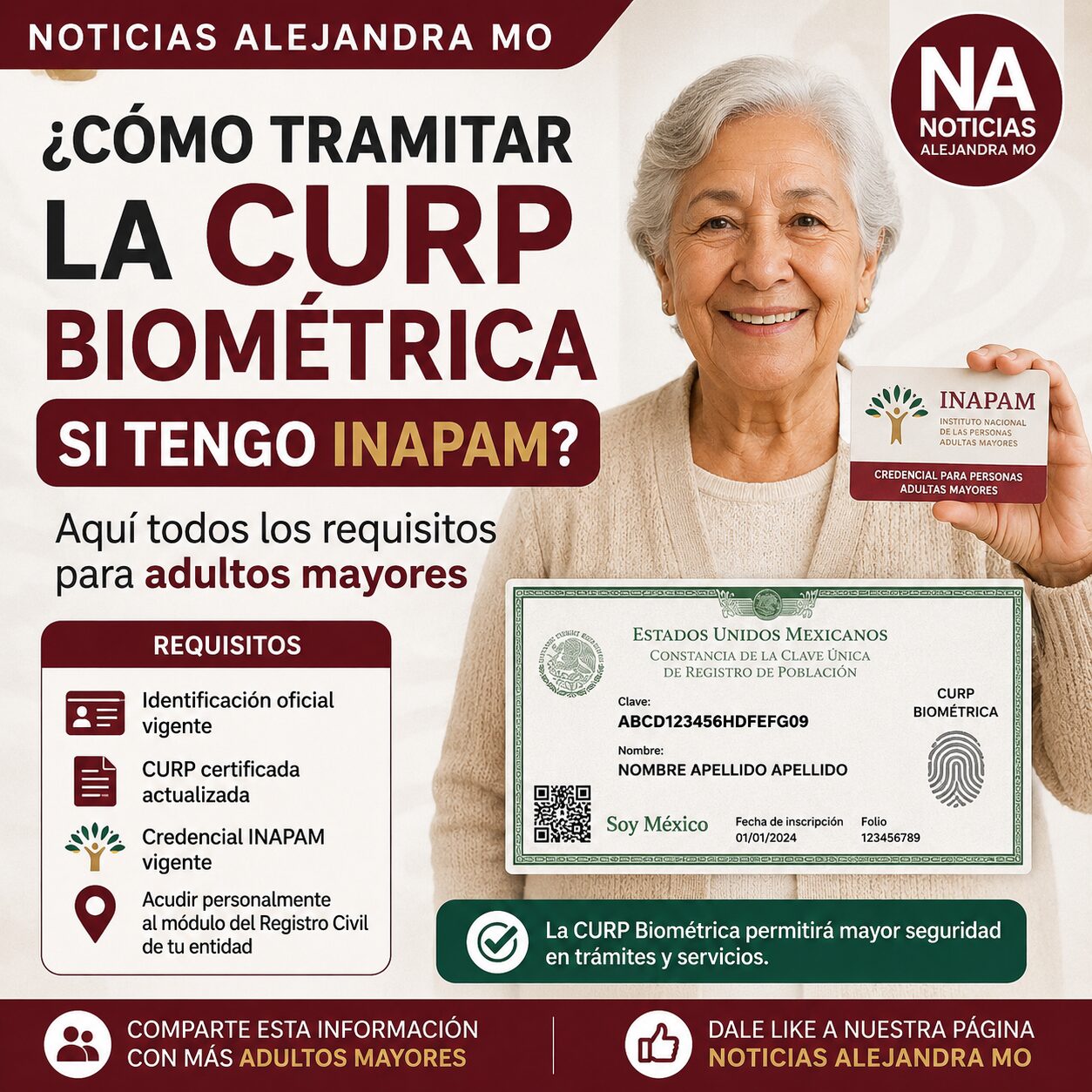 CURP Biométrica para Adultos Mayores con INAPAM: Así Puedes Tramitarla Fácil y Rápido en 2026