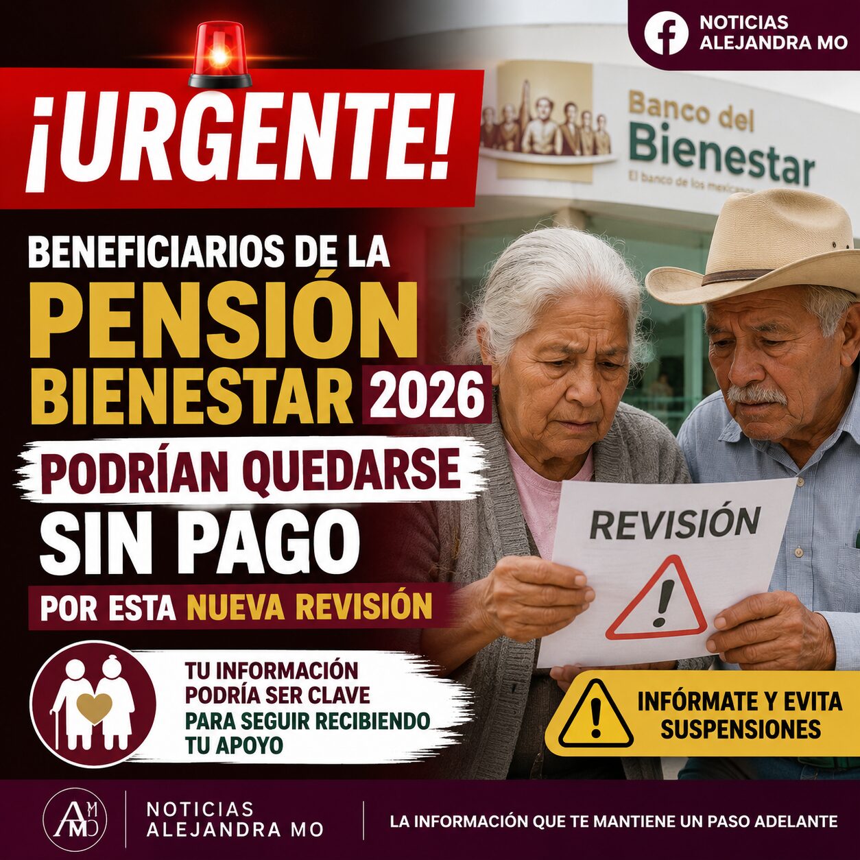 ¡URGENTE! Beneficiarios de la Pensión Bienestar 2026 podrían quedarse sin pago por esta nueva revisión