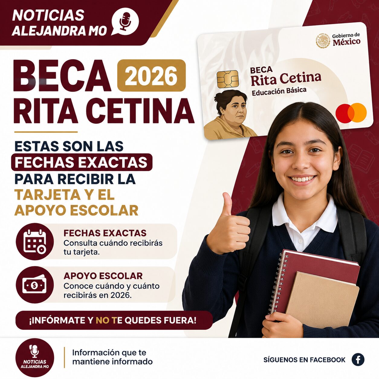 🔥 Beca Rita Cetina 2026: estas son las fechas exactas para recibir la tarjeta y el apoyo escolar