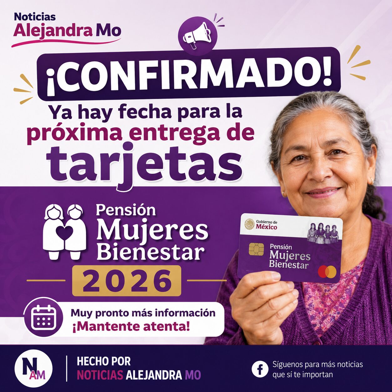 ¡CONFIRMADO! Ya hay fecha para la próxima entrega de tarjetas de la Pensión Mujeres Bienestar 2026