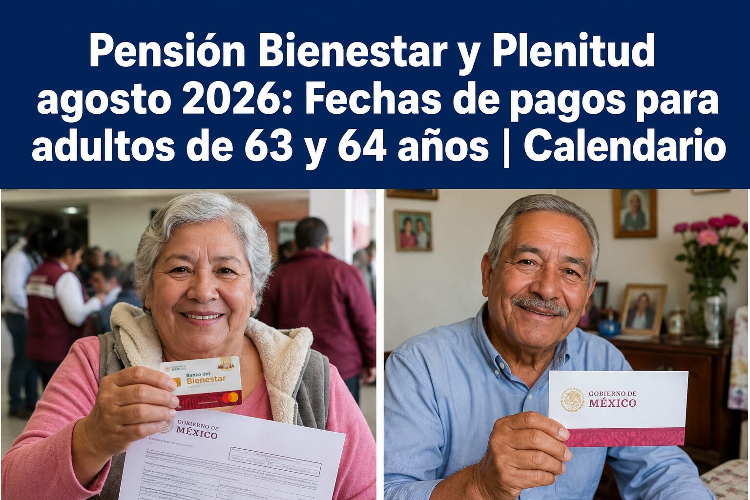 Pensión Bienestar y Plenitud agosto 2026: estas son las fechas exactas del pago de $3,000 para hombres de 63 y 64 años