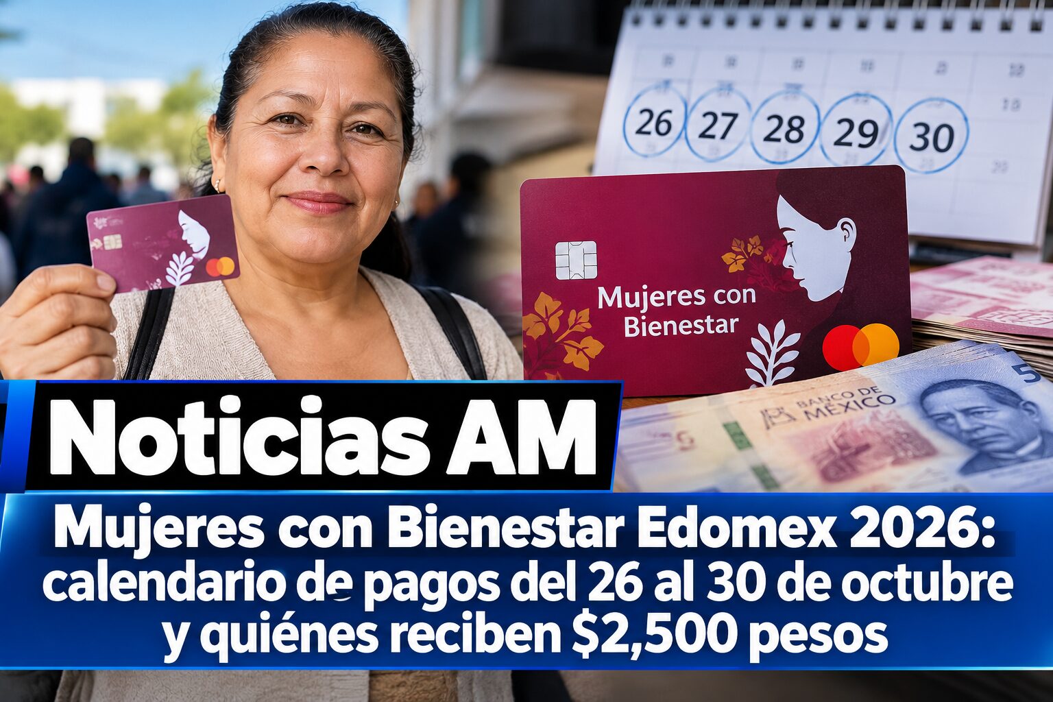 Mujeres con Bienestar Edomex 2026: calendario de pagos del 26 al 30 de octubre y quiénes reciben $2,500 pesos